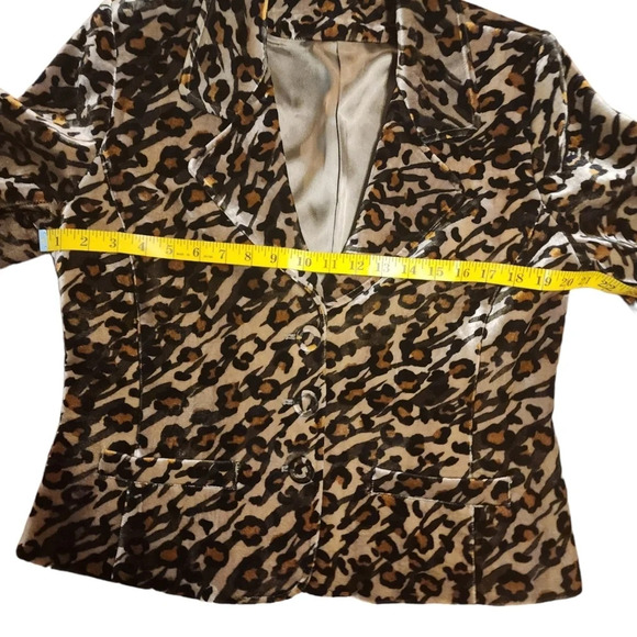 Vintage Debra Deroo Leopard Print Brown Black Blazer Women's Size Medium - Picture 12 of 16